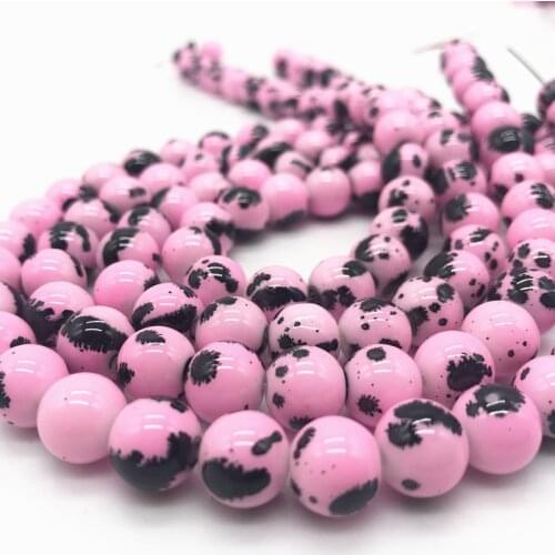 Wholesale 6 8 10 mm Beautiful Intarsia Glass Loose Spacer Charm Beads Pattern Making Bracelet Necklace Jewelry #01