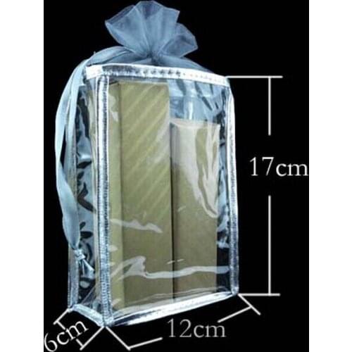 WholesaleDHL free shipping . 12*17*6cm golden and silver clear pvc cosmetic bag,,clear packing bag gift bag. 200piece\lot