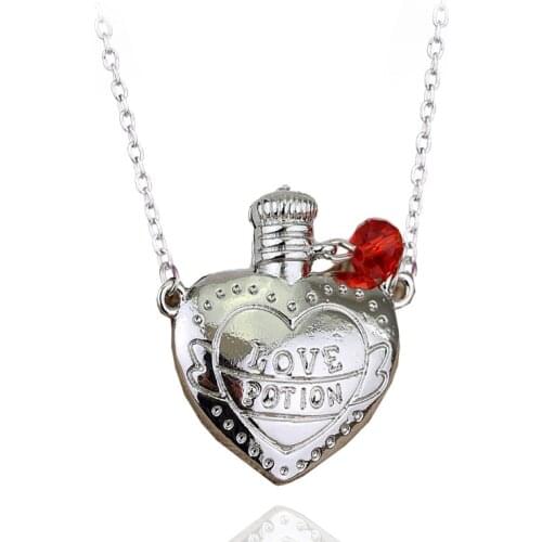 2 Colors Love Potion Pendant Necklace Fashion English Letter Heart Bottle Chain Sweet Jewelry For Women Girl Birthday Gift
