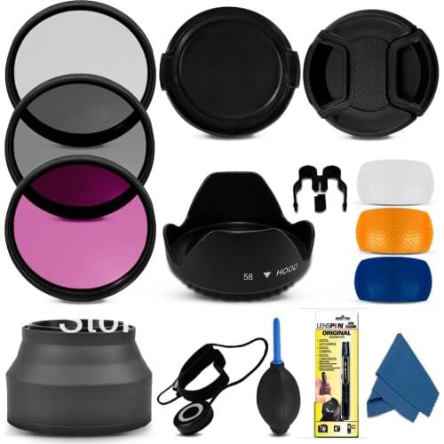 1set Professional 72MM Filter CPL+UV +fld + Lens Hood + Cap +Blower Cleaning Kit for Canon nikon sony DSLR camera lens filter