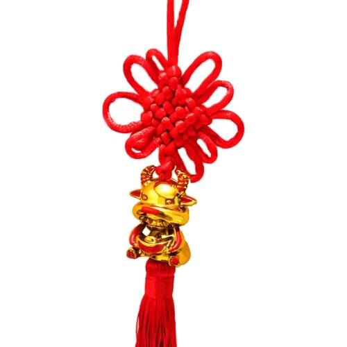 Lucky 2021 Year of Ox Chinese Commemorative Souvenir Gift Car Bag Pendant Decor