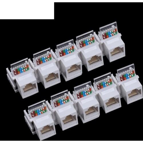 10pcs Tool-free CAT5E UTP network module RJ45 connector Information socket Computer Outlet cable adapter Keystone Jack FOR AMP