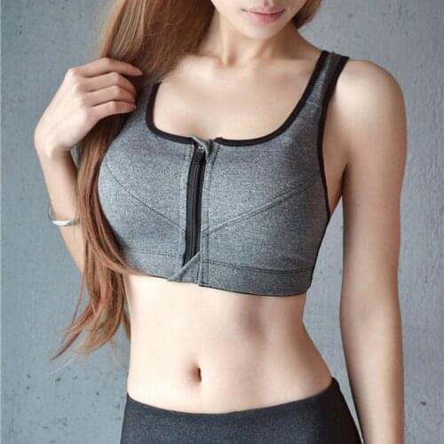 Sports Bra Women Zipper Push Up Yoga Bra Fitness Top Athletic Running Shockproof Padded Active Wear Gym Vest Yoga Bh Sport Tops