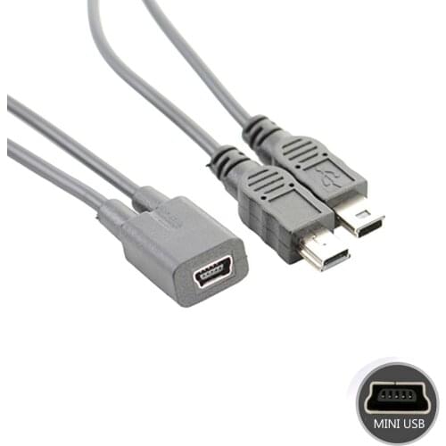 Mini USB Female To Dual 2x Male Splitter Y Extension Charger Adapter Cable For two gps phone device