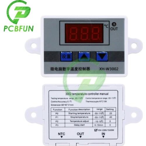 XH-W3002 110/220V Digital LED Temperature Controller 10A Thermostat Control Switch Probe Waterproof Sensor W3002 Thermoregulator
