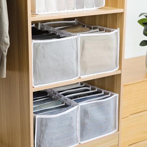 Jeans Compartment Storage Box Closet Clothes Drawer Mesh Separation Box Stacking Pants Drawer Divider Can Washed Home Organizer