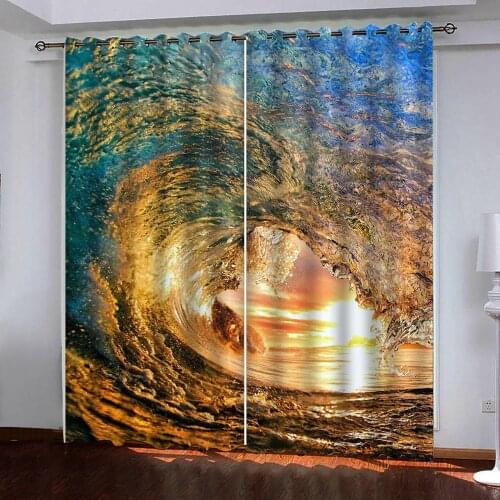 3D curtains custom Beautiful waves in the sunset curtain for the living room bedroom curtain blackout window curtain 3D