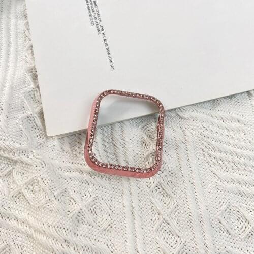 Protective plastic Case frame with stone for iwatch se 6 5 4 3 2 1 For Apple Watch band bumper cover 40mm 44mm 38mm 42mm