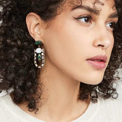 Dvacaman 2020 New Elegant Fashion Rhinestone Drop Earrings for Women Shiny Charm Crystal Statement Earrings Bridal Party Jewelry