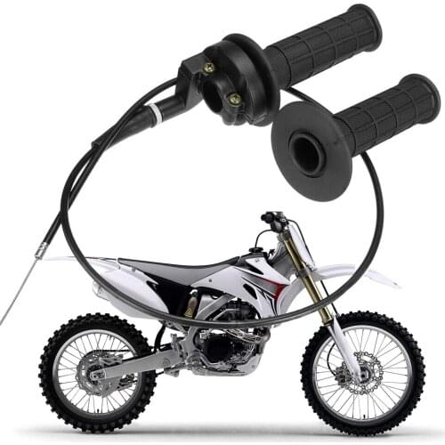 1 Pair Motorcycle Hand Grips 7/8 inch Throttle Handle Grip Cable AssemblyFor ATV Quad Pit Dirt Bike 90 110 125CC