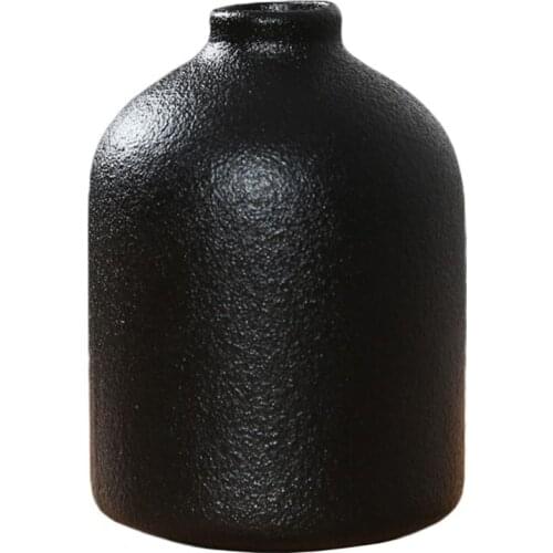 1Pc Simple Ceramics Vase Home Decorative Vase Chic Flower Holder Black