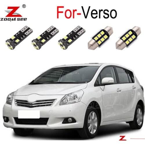 10pcs LED license plate Lamp + LED Interior dome bulb indoor mirror lights Kit For Toyota for verso 2009 2010 to 2015