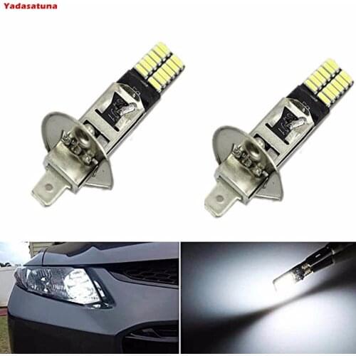 2Pcs 6500K 24-SMD-4014 H1 H3 LED Replacement Bulbs For Car Fog Lights Daytime Running Light For Auto