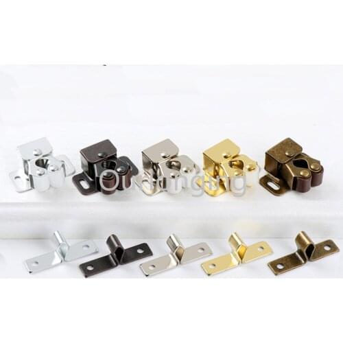 20PCS Double Roller Catch Cupboard Cabinet Door Latch Door Stop Closer Stopper Damper Buffer For Wardrobe Closet With Screws