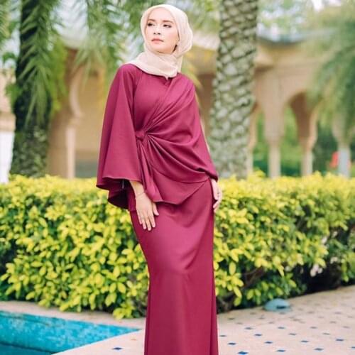 2020 Fashion Abayas Muslim sets Girls Turkish Women Clothing Burqa Dubai Arab Djellaba Skirt Suits 2 Pcs A Set