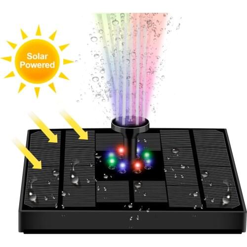 2021 New Solar Fountain LED Colorful Light Swimming Pool Fountain Solar Powered Water Fountain Pump For Birdbath Backyard Pond