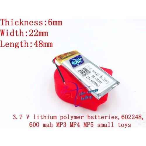 3.7V 600mAh 602248 Lithium Polymer Li-Po Rechargeable li ion Battery For Mp3 MP4 MP5 GPS Vedio Game toys