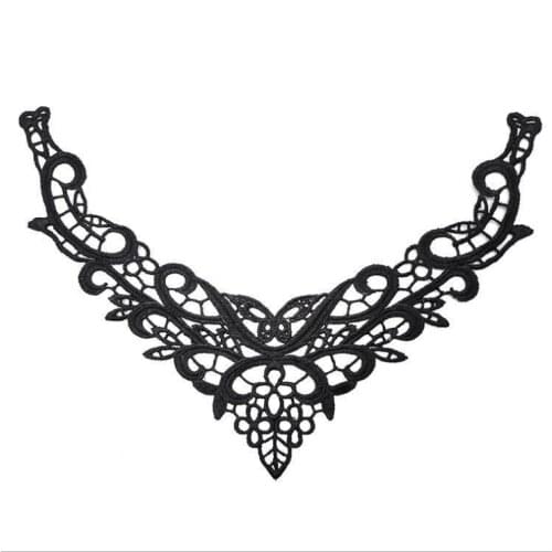 3Pieces Lace Collar Applique Sewing On Patches Simple Black White Collars Embroidered Lace Neckline