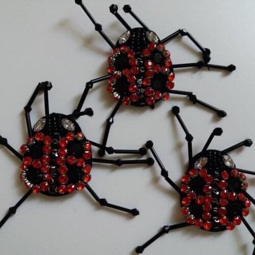3pcs/lot ladybird Rhinestone beaded patches for Clothing Sew on Sequin Applique Ladybug decorative parches for clothing bag