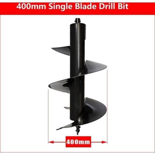 400mm Earth Auger Drill Bit For Petrol Planting Earth Post Hole Ice Digger Borer Power Tool Accessories Single Head 800mm Length