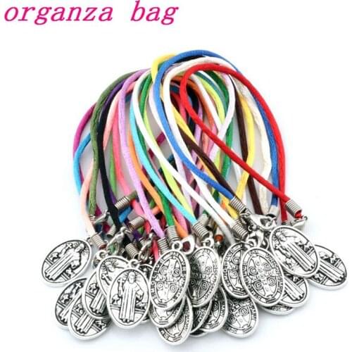 50pcs/lots Zinc alloy Jesus Christ Alloy religion Pendants Chinese knot wire Bracelet handmade DIY Jewelry Party Gifts C-14