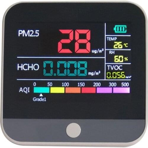 6 In 1 Multifunction Air Tester PM2.5/ HCHO/ TVOC/ AQI/ Temperature/ Humidity High-precision Air Quality Indoor Dust Detection