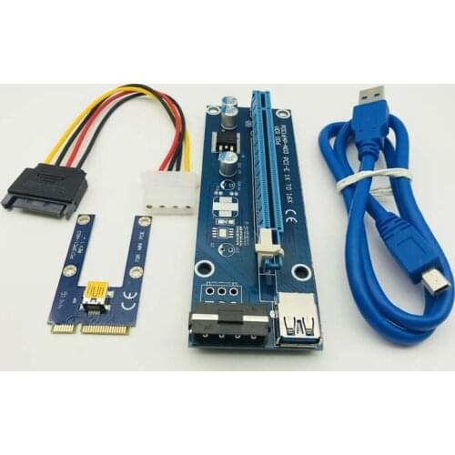 60CM PCIE Riser Card PCI-E PCI Express 1x to 16x USB 3.0 Cable SATA to 4Pin IDE Molex Power Supply for BTC Miner Machine Mining