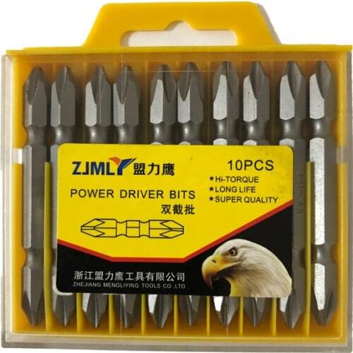 65MM Cross PH2 Impact Screwdriver HSS Bit Screwdriver Bit Strong Magnetic Drill Bit Double Head Drill Bit 10 Sets