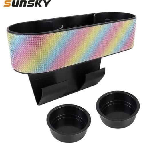 Car Storage Box with Lower Adjustment Imitation Diamond Cup Holder
