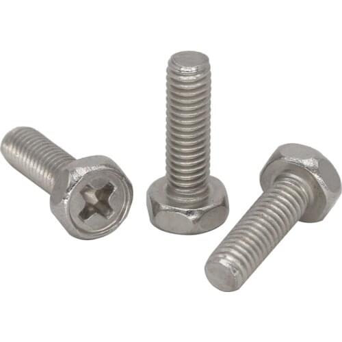 M3 M4*5mm 6mm 8mm 10mm 12mm 14mm 16mm 20mm 25mm 30mm 304 Stainless Steel Bolt Phillips Cross Recessed External Hex Hexagon Screw