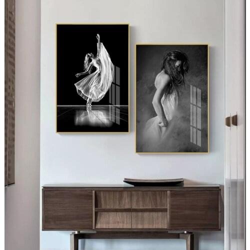 Black White Poster Dancer Women Print Wall Art Canvas Modern Paintings On The Wall Pictures For Living Room Modern Home Decor