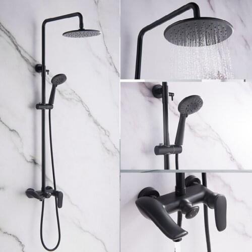 Boonion Dumb black Brass Luxury multi-function shower Faucets Bathroom Shower Set Diverter Mixer Valve Shower Hot and coldSystem