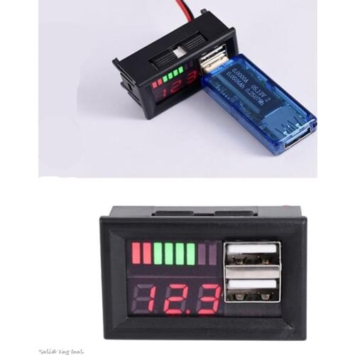 12V Digital Car Motorcycle Voltmeter Voltage Battery Panel Meter w USB 5V Output new