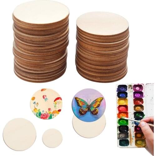 10/200MM Wood Circles Unfinished Round Discs Blank Wooden Slices Cutouts DIY Crafts for Coaster Painting Christmas Home Decor