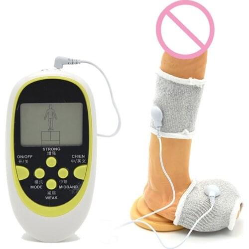 Electric shock penis ring conductive braid male physiotherapy penis ring orgasm masturbation massage toy theme accessories