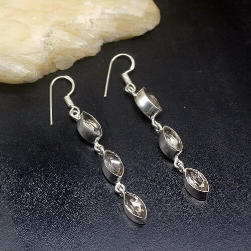 Gemstonefactory Big Promotion Unique 925 Silver Sunny Smoky Topaz Genuine Women Ladies Gifts Dangle Drop Earrings 20212079