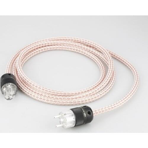 HiFi 6N OCC 12TC Audiophile European AC Power Cord With Silver Plated Schuko EUR Power Connecotor HIFI Power Cable
