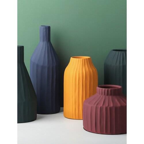 Nordic Origami Ceramic Vase Morandi Color Flower Pot Container Home Decoration Accessories
