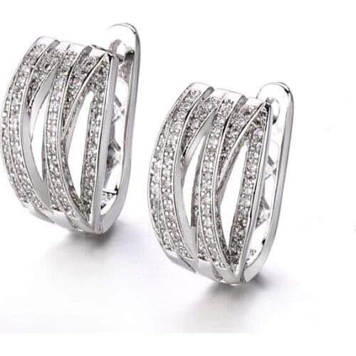 MENGYI Fashion Exquisite Hoop Earring For Women Luxury Banquet Jewelry Inlaid With White Zircon Wholesale Gift