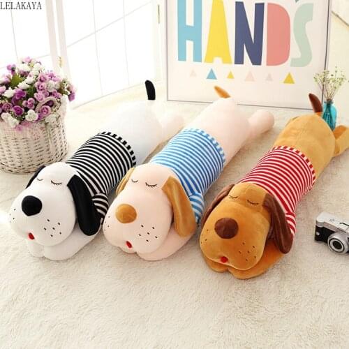 50~110CM Soft Stuffed Animals Large Lying Prone Dog Long Sleeping Pillow Creative Plush Cushion Toys Birthday Gift for Friends