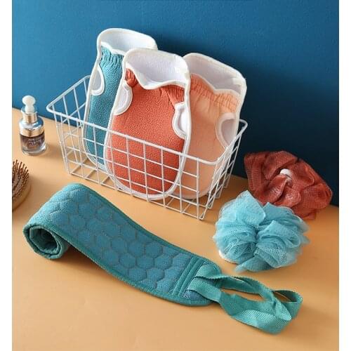 Soft Exfoliating Bath Shower Combo Sets Unisex Massage SPA Scrubber Sponge Back Strap Gloves Body Skin Health Cleaning Tool