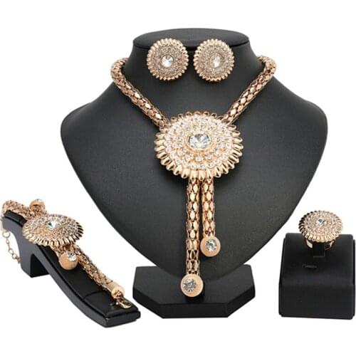 Longqu statement Bridal Jewelry Set Dubai Gold designer Jewelry Sets Wholesale Nigerian Wedding woman accessories jewelry set