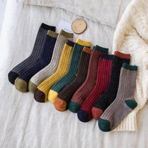Yishine 12 Pairs High Quality Korea Style New Women Fashion Autumn Winter Socks Warm Patchwork Cotton Socks for Girls Female
