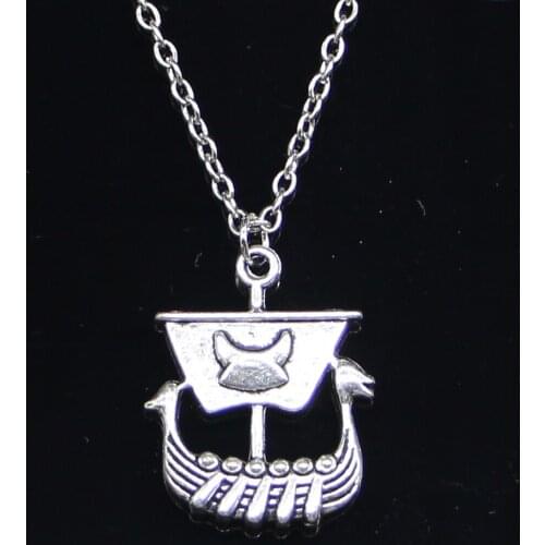 New Fashion Necklace 26x21mm viking ship boat Pendants Short Long Women Men Colar Gift Jewelry Choker