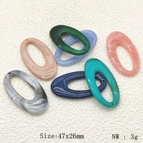 New arrival! Random Mix color 47x26mm 50pcs Acrylic Oval-shape Charm for earrings,Earring parts,jewelry findings