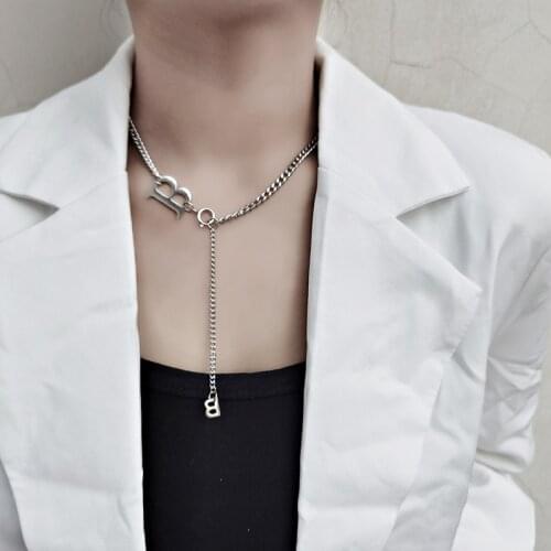 New Titanium Steel Letter B Necklace Retro Hip-hop Metal Female Tide Wild Jewelry Birthday Holiday Gifts For Friends