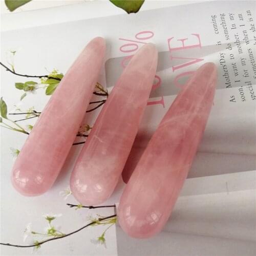 1pcs 10CM High Quality Natural Rose Quartz Crystal Healing Massage Reiki Stick Massage Wands Stone