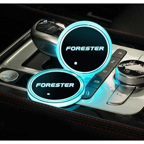 2Pcs For Subaru Forester SG SH SJ SK 2021 2020 2019 2018 - 2003 Car Cup Holder Mat Colorful LED Light Coaster Tuning Accessories