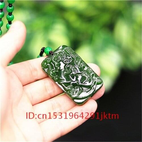 Pendant Fashion Chinese Men Carved Pixiu Necklace Gifts Jadeite Jade Women Green for Charm Hand Amulet Jewelry Natural