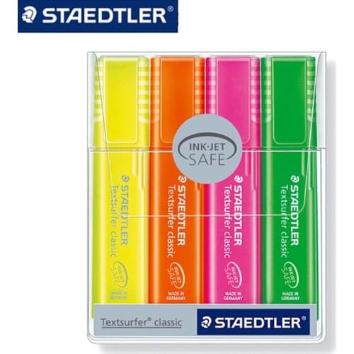 STAEDTLER 364 PWP4 Highlighters Popular Candy Colour Marker Oblique Tip Highlighters Fluorescent Pen Stationery Office School S